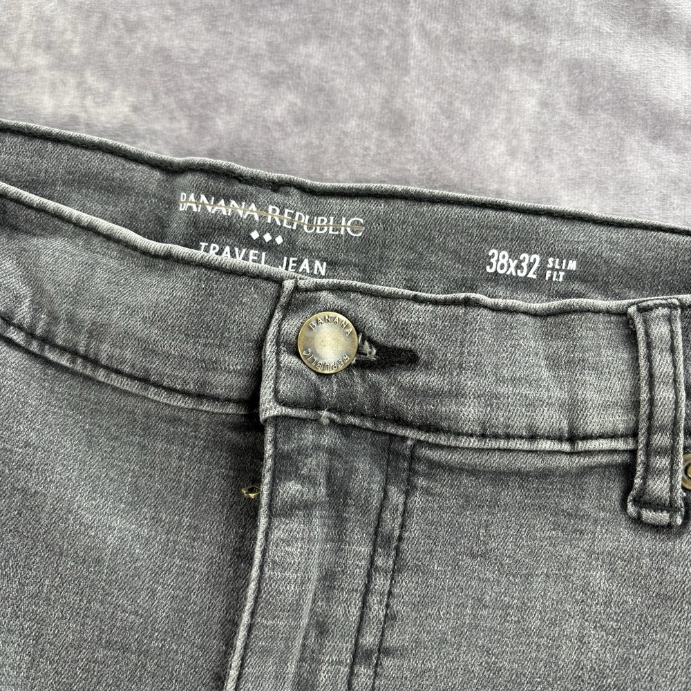 Banana Republic Traveler Jeans Mens 38x32 Gray Slim Fit
